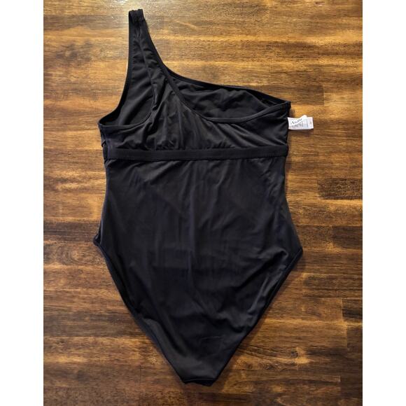 Andie Swim Women’s Medium One Piece Bathing Suit One Shoulder Nantucket Black - Picture 2 of 16